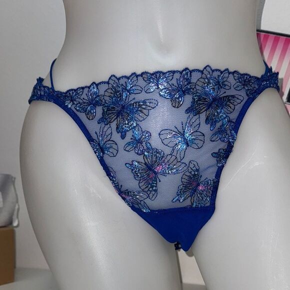 🔥Victoria's Secret Blue Floral Lace Panty Sz XLarge New - Picture 3 of 5